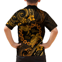 Polynesian Turtle Valentine Family Matching Tank Maxi Dress and Hawaiian Shirt You And Me Gold Hibiscus Heart LT01 - Polynesian Pride