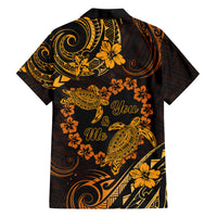 Polynesian Turtle Valentine Family Matching Tank Maxi Dress and Hawaiian Shirt You And Me Gold Hibiscus Heart LT01 - Polynesian Pride