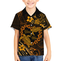 Polynesian Turtle Valentine Kid Hawaiian Shirt You And Me Gold Hibiscus Heart LT01 Kid Gold - Polynesian Pride
