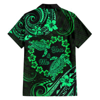 Polynesian Turtle Valentine Family Matching Long Sleeve Bodycon Dress and Hawaiian Shirt You And Me Green Hibiscus Heart LT01 - Polynesian Pride