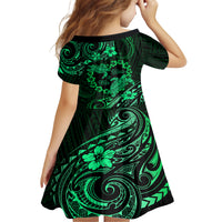 Polynesian Turtle Valentine Family Matching Off Shoulder Maxi Dress and Hawaiian Shirt You And Me Green Hibiscus Heart LT01 - Polynesian Pride