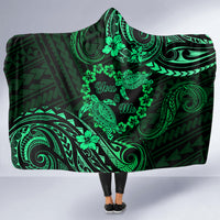 Polynesian Turtle Valentine Hooded Blanket You And Me Green Hibiscus Heart LT01 - Polynesian Pride