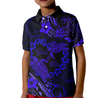 Polynesian Turtle Valentine Kid Polo Shirt You And Me Navy Blue Hibiscus Heart LT01 Kid Blue - Polynesian Pride