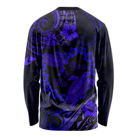 Polynesian Turtle Valentine Long Sleeve Shirt You And Me Navy Blue Hibiscus Heart LT01 - Polynesian Pride
