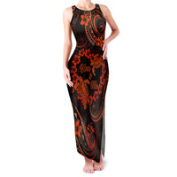 Polynesian Turtle Valentine Family Matching Tank Maxi Dress and Hawaiian Shirt You And Me Orange Hibiscus Heart LT01 Mom's Dress Orange - Polynesian Pride