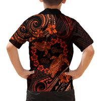Polynesian Turtle Valentine Kid Hawaiian Shirt You And Me Orange Hibiscus Heart LT01 - Polynesian Pride