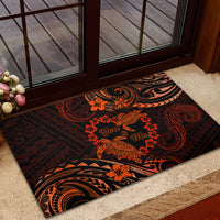 Polynesian Turtle Valentine Rubber Doormat You And Me Orange Hibiscus Heart LT01 - Polynesian Pride