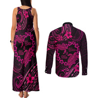 Polynesian Turtle Valentine Couples Matching Tank Maxi Dress and Long Sleeve Button Shirt You And Me Pink Hibiscus Heart LT01 - Polynesian Pride
