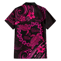 Polynesian Turtle Valentine Family Matching Off Shoulder Short Dress and Hawaiian Shirt You And Me Pink Hibiscus Heart LT01 - Polynesian Pride