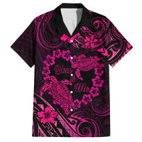 Polynesian Turtle Valentine Family Matching Puletasi and Hawaiian Shirt You And Me Pink Hibiscus Heart LT01 Dad's Shirt - Short Sleeve Pink - Polynesian Pride