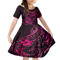 Polynesian Turtle Valentine Family Matching Tank Maxi Dress and Hawaiian Shirt You And Me Pink Hibiscus Heart LT01 Daughter's Dress Pink - Polynesian Pride