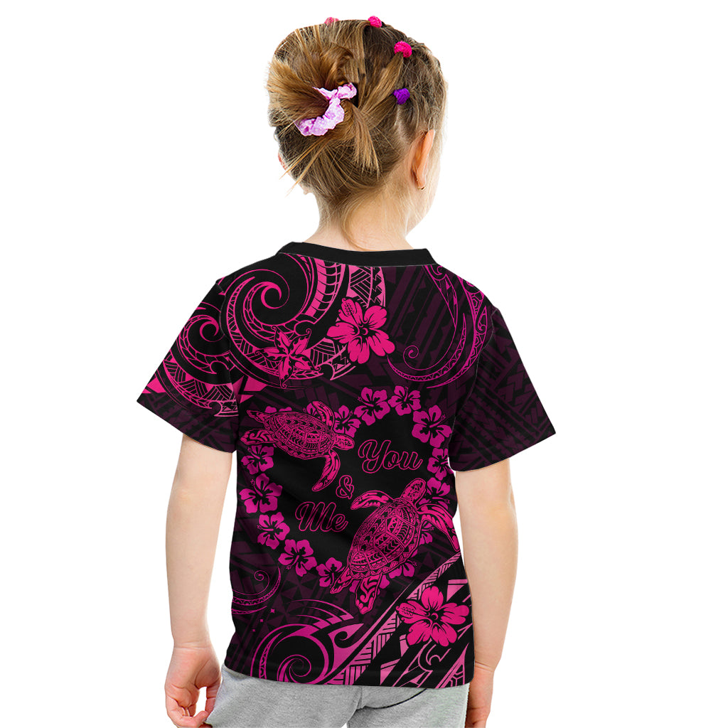 Polynesian Turtle Valentine Kid T Shirt You And Me Pink Hibiscus Heart LT01 - Polynesian Pride