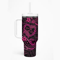 Polynesian Turtle Valentine Tumbler With Handle You And Me Pink Hibiscus Heart