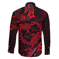 Polynesian Turtle Valentine Family Matching Long Sleeve Bodycon Dress and Hawaiian Shirt You And Me Red Hibiscus Heart LT01 - Polynesian Pride