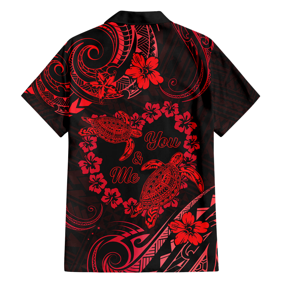 Polynesian Turtle Valentine Family Matching Tank Maxi Dress and Hawaiian Shirt You And Me Red Hibiscus Heart LT01 - Polynesian Pride