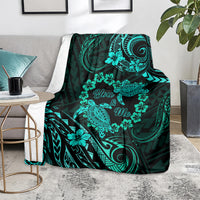 Polynesian Turtle Valentine Blanket You And Me Turquoise Hibiscus Heart LT01 - Polynesian Pride