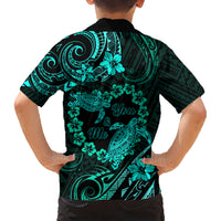 Polynesian Turtle Valentine Kid Hawaiian Shirt You And Me Turquoise Hibiscus Heart LT01 - Polynesian Pride
