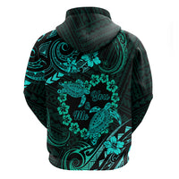 Polynesian Turtle Valentine Zip Hoodie You And Me Turquoise Hibiscus Heart LT01 - Polynesian Pride