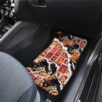 Hawaii Japanese Culture Black Car Mats Spring Cranes Aloha Pattern