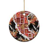 Hawaii Japanese Culture Black Ceramic Ornament Spring Cranes Aloha Pattern LT01 - Polynesian Pride