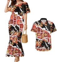 Hawaii Japanese Culture Black Couples Matching Mermaid Dress and Hawaiian Shirt Spring Cranes Aloha Pattern