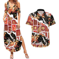 Hawaii Japanese Culture Black Couples Matching Summer Maxi Dress and Hawaiian Shirt Spring Cranes Aloha Pattern