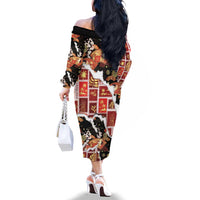 Hawaii Japanese Culture Black Family Matching Off The Shoulder Long Sleeve Dress and Hawaiian Shirt Spring Cranes Aloha Pattern LT01 - Polynesian Pride