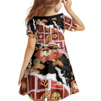 Hawaii Japanese Culture Black Family Matching Off Shoulder Short Dress and Hawaiian Shirt Spring Cranes Aloha Pattern