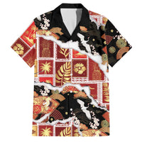 Hawaii Japanese Culture Black Family Matching Puletasi and Hawaiian Shirt Spring Cranes Aloha Pattern