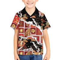 Hawaii Japanese Culture Black Family Matching Puletasi and Hawaiian Shirt Spring Cranes Aloha Pattern