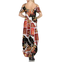 Hawaii Japanese Culture Black Family Matching Summer Maxi Dress and Hawaiian Shirt Spring Cranes Aloha Pattern