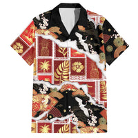 Hawaii Japanese Culture Black Hawaiian Shirt Spring Cranes Aloha Pattern
