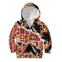 Hawaii Japanese Culture Black Kid Hoodie Spring Cranes Aloha Pattern