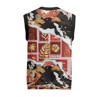 Hawaii Japanese Culture Black Christmas Knitted V-Neck Vest Spring Cranes Aloha Pattern LT01 - Polynesian Pride