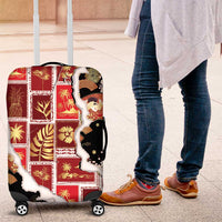 Hawaii Japanese Culture Black Luggage Cover Spring Cranes Aloha Pattern