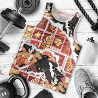 Hawaii Japanese Culture Black Men Tank Top Spring Cranes Aloha Pattern
