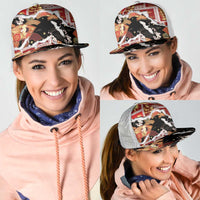 Hawaii Japanese Culture Black Mesh Trucker Cap Spring Cranes Aloha Pattern