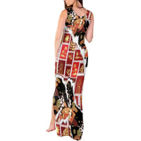 Hawaii Japanese Culture Black Tank Maxi Dress Spring Cranes Aloha Pattern