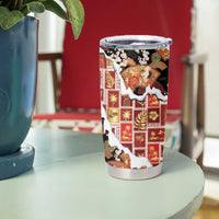Hawaii Japanese Culture Black Tumbler Cup Spring Cranes Aloha Pattern