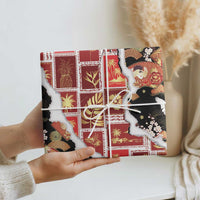 Hawaii Japanese Culture Black Wrapping Paper Spring Cranes Aloha Pattern