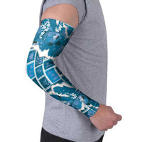 Hawaii Japanese Culture Blue Arm Sleeves Spring Cranes Aloha Pattern