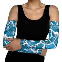 Hawaii Japanese Culture Blue Arm Sleeves Spring Cranes Aloha Pattern