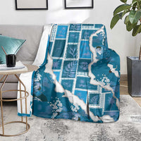 Hawaii Japanese Culture Blue Blanket Spring Cranes Aloha Pattern