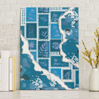 Hawaii Japanese Culture Blue Canvas Wall Art Spring Cranes Aloha Pattern