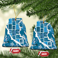 Hawaii Japanese Culture Blue Ceramic Ornament Spring Cranes Aloha Pattern LT01 Bell Flake Blue - Polynesian Pride