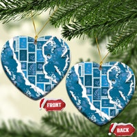 Hawaii Japanese Culture Blue Ceramic Ornament Spring Cranes Aloha Pattern LT01 Heart Blue - Polynesian Pride