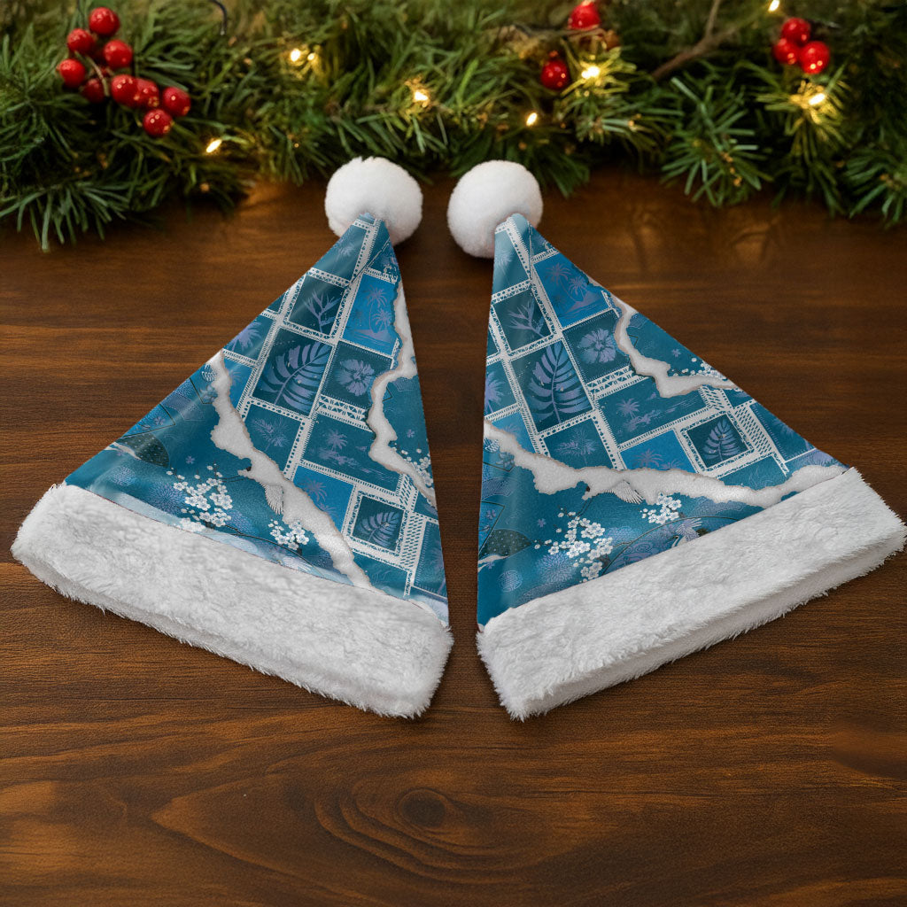 Hawaii Japanese Culture Blue Christmas Santa Hat Spring Cranes Aloha Pattern LT01 - Polynesian Pride