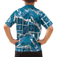 Hawaii Japanese Culture Blue Family Matching Long Sleeve Bodycon Dress and Hawaiian Shirt Spring Cranes Aloha Pattern LT01 - Polynesian Pride