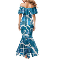 Hawaii Japanese Culture Blue Family Matching Mermaid Dress and Hawaiian Shirt Spring Cranes Aloha Pattern LT01 - Polynesian Pride