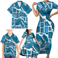 Hawaii Japanese Culture Blue Family Matching Short Sleeve Bodycon Dress and Hawaiian Shirt Spring Cranes Aloha Pattern LT01 - Polynesian Pride
